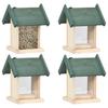 Bird Feeders 4 pcs Pine Wood