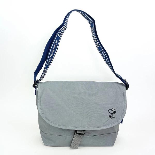 Snoopy Messenger Bag Grey Logo Tape Shoulder Bag for Going Out Travel