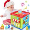 Baby Toy 6 In 1 Motor Skills Cube Children's Toy Shape Sorter Piano Light Music Montessori Toy From 6 9 12 18 Months Gift for 1 2 3 Years Girls Boys