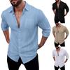 Men's Linen Shirt Long Sleeve Lapel Breathable Casual Top New Chinese Pocket Shirt