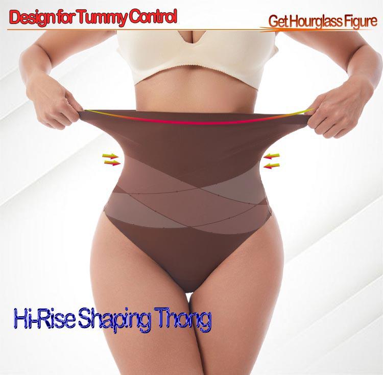 Бесшовные трусы-стринги большого размера с высокой талией для контроля живота и подъема ягодиц