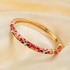 Lightweight Metal Cloisonne Floral Bangle Rhinestone Thin Bracelet  Holiday Presents