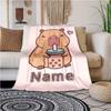 Capybara Loves Drinking Customize Your Name Blanket Warm Comfortable And Soft Blankets Are Suitable For Home Chairs Office Sofas Sofas Office Camping