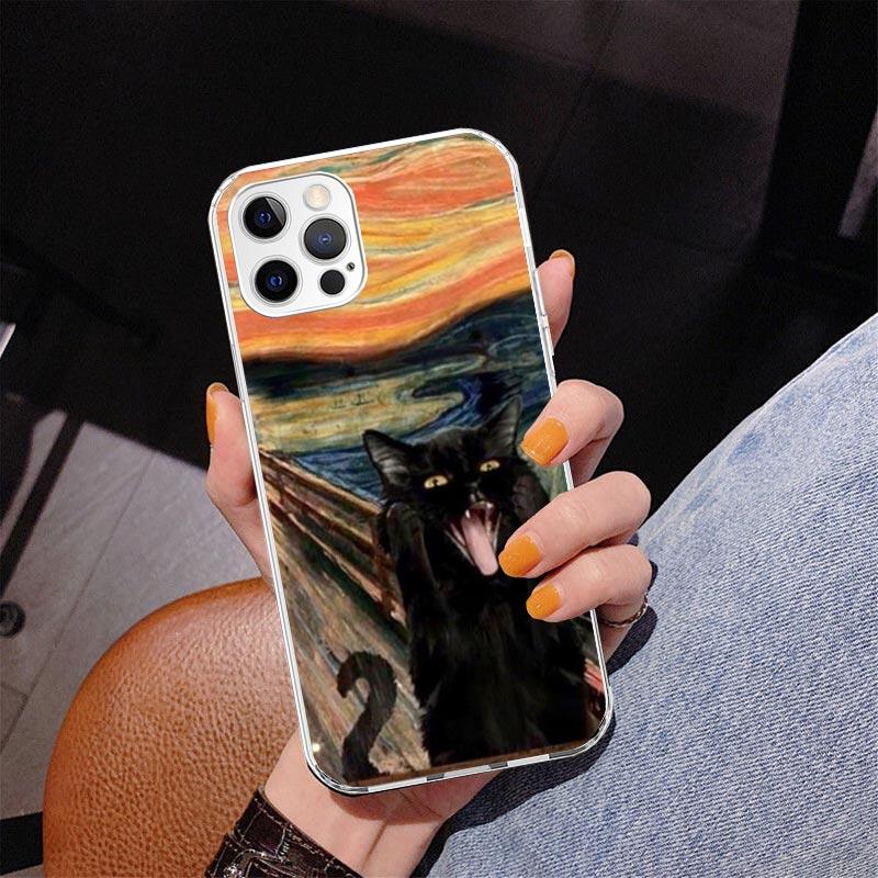Черный Кот Мультяшный Милый Чехол Для Телефона Для iPhone 17 Air 16 Pro Max 16E 15 + 14 Plus 11 12 13 Mini 7 8 SE Подарок Печатный Чехол Fundas 17