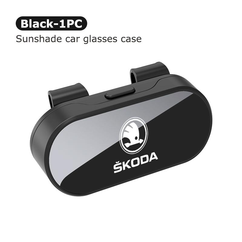 CFP5 Car Visor Sunglasses Glasses Case Glasses Holder Clip Box For Skoda octavia a5 a4 mk1 2 fabia superb rapid mk3 yeti 2006