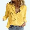 Women Fashion Cat Print Shirt Female Lapel Collar Cotton Linen Top Casual Loose Buttoned Long Sleeve Blouses