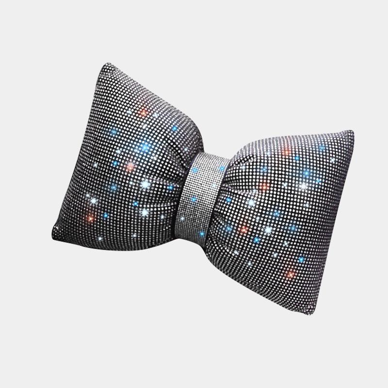 Diamond Studded Car Accessories Set: Seat Belt Shoulder Cover, Rearview Mirror Cover, Headrest, and Lumbar Support