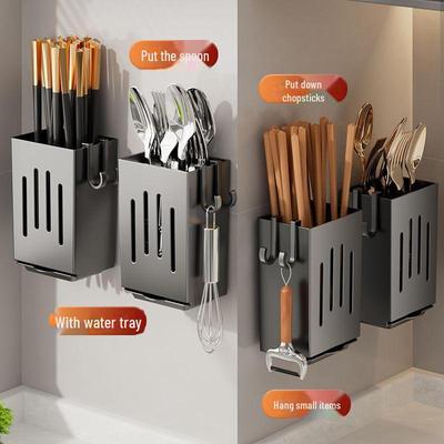 Настенный держатель для кухонных принадлежностей: Палочки для еды, ножи, ложки и корзина-органайзер