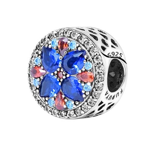 925 Sterling Silver Colorful Beads Transparent Shiny Row Clip Charm Fit Women Bracelet DIY Jewelry