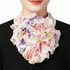 Шелковый шарф с цветочным принтом и шифоном, защита шеи, накладной воротник, хеджирующий шарф, летний женский ледяной шелк, защита шейного нагрудника