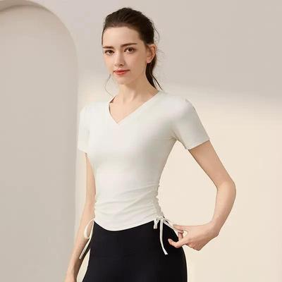 Женский комплект с коротким рукавом для йоги и пилатеса 2025 - Летняя футболка-накидка для фитнеса