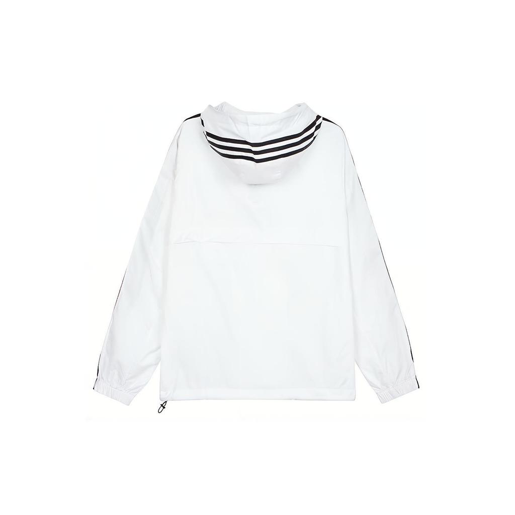 adidas Stripe Logo Micro Mark Printing Sports Training Hooded Jacket White Men's HE4320