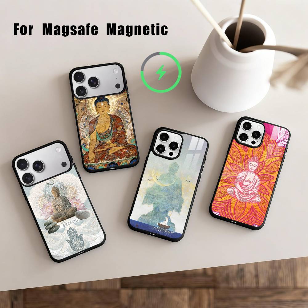 Чехол для телефона B-Buddha Art Для iPhone17,16,15,14,13,12,11 Plus,С крышкой для магнитной беспроводной зарядки