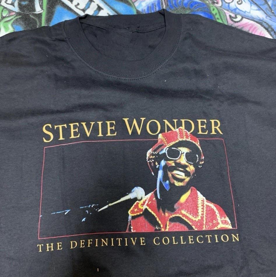 Vintage Stevie Wonder Motown The Definitive Collection Black Tshirt Rare Fans