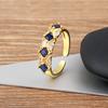 Nidin Shine Zircon Geometric Open Ring For Women Gold Plated Adjustable 5 Colors Female Wedding Aesthetic Jewelry Gift Wholesale