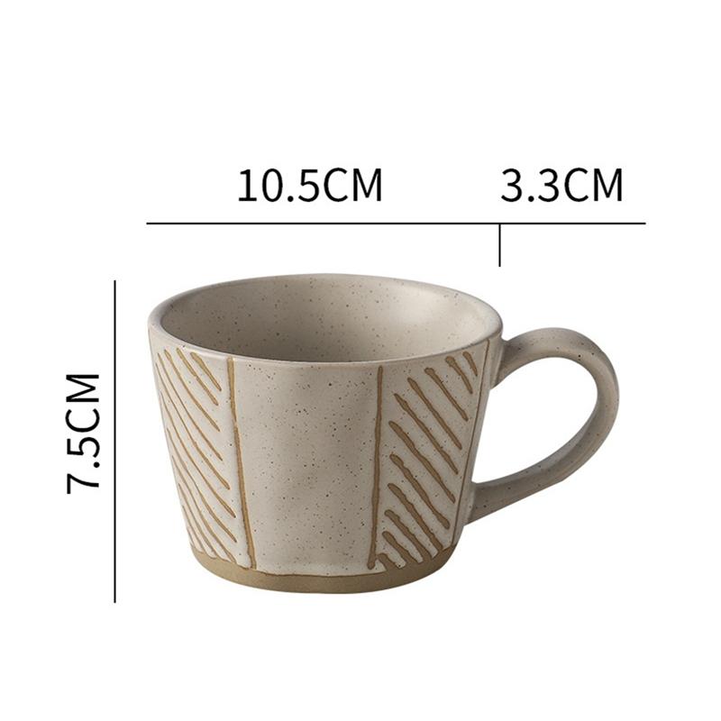 Ceramic Latte Mug Porcelain Coffee Cups with Handle Boho Drinking Cup for Men Women Office Work Daily Use Drinkware Gift