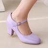 Женские туфли-лодочки на высоком блочном каблуке, большой размер 45, туфли Мэри Джейн в стиле Лолита, элегантные черные, красные, розовые, синие, на каблуке, офисные, свадебные туфли для женщин