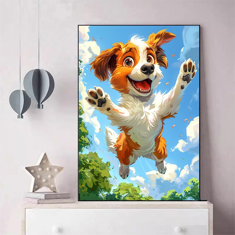 5d DIY Алмазная картина вышивка крестом Счастливая маленькая собака животное Алмазная вышивка мозаика полный круглый дрель Домашний декор