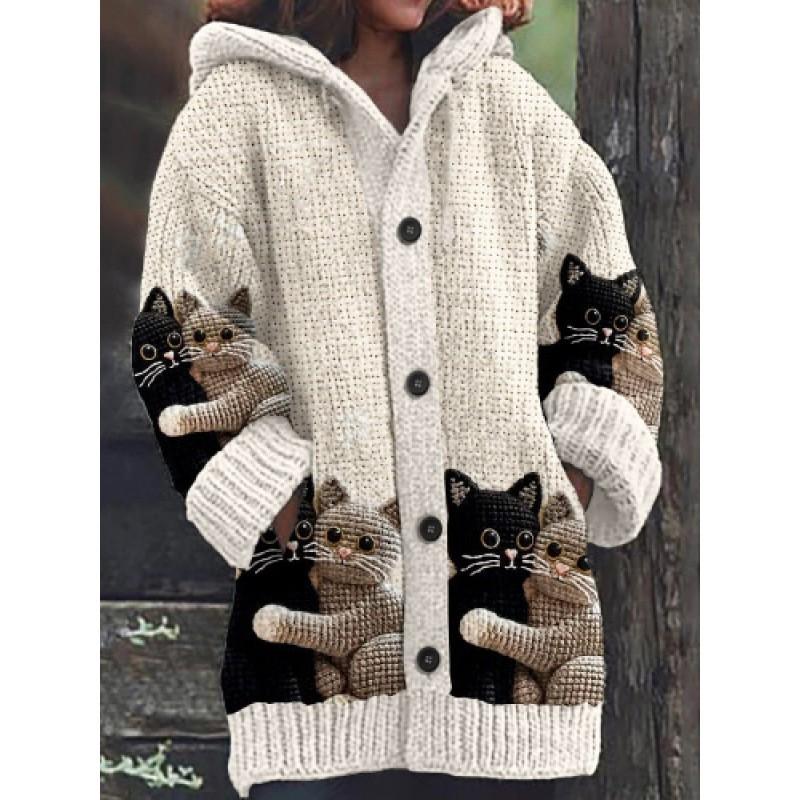 2026 Halloween Animal 3D Printed Hooded Cape Sweatshirt Women Streetwear Casual Long Sleeve Pullover