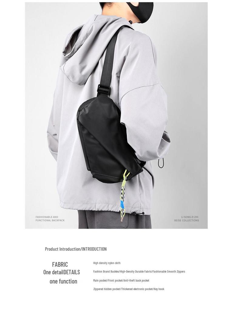 Men's 2022 Cross-border Korean Fashion Chest Bag: Trendy, Lightweight Shoulder Bag for a Cool Street Style.