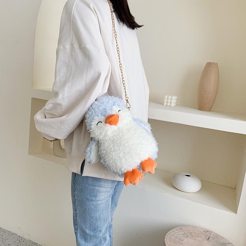 Cartoon Wool Lamb Bag Mori Girl Cute Little Penguin Doll Ins Chain Foreign Style Messenger Bag Tide