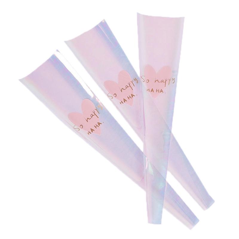 10 шт., упаковочная сумка для цветов с одними розовыми рукавами, упаковочные пакеты для букетов, прозрачные целлофановые обертки с цветами на День святого Валентина