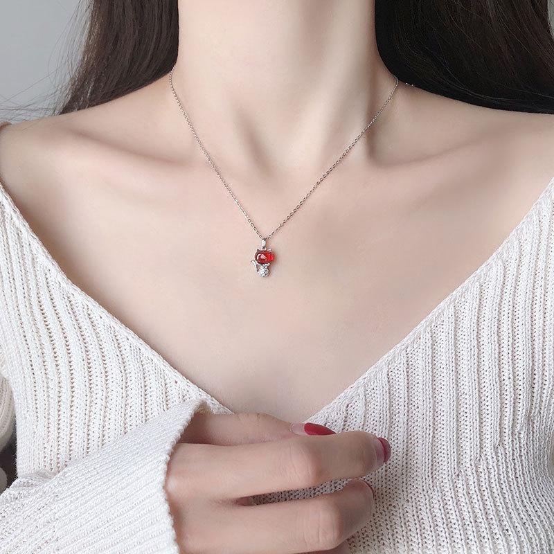 Ожерелье с бриллиантами Red Cat для женщин, универсальное, легкое, роскошное, модное, с цепочкой на ключицу, подходящее, модное