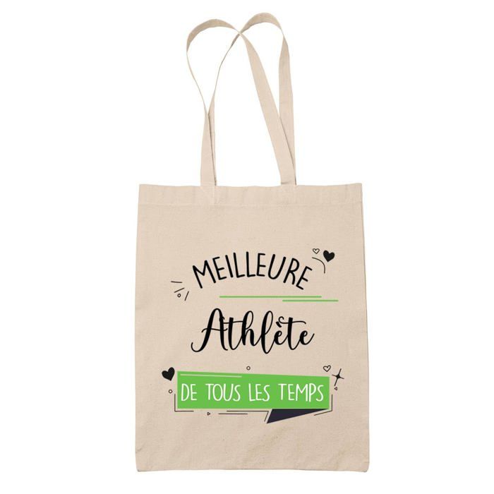 Tote bag - PLANETEE - Athlète meilleure femme de tous les temps - Coton naturel - Beige - Imprimé en France