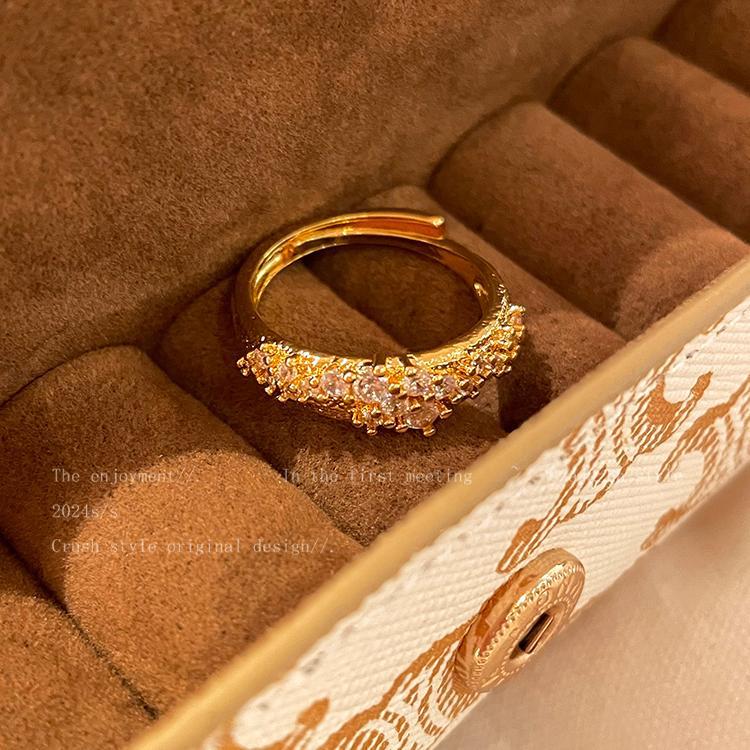 Women's Vintage Gold Brushed Adjustable Ring with Medieval Style Design