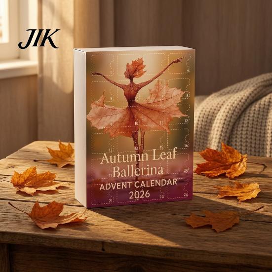 Holiday Home Decor Autumn Leaves Ballet Dancer Acrylic Advent Calendar, 2D Hanging Ornament Set Christmas Countdown Blind Box with Lanyard for