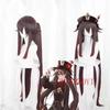 GenshinImpact HuTao Cosplay Wig Hu Tao 110cm Long Brown Heat Resistant Synthetic Wig Double Ponytail Anime Cosplay Wig + Wig Cap