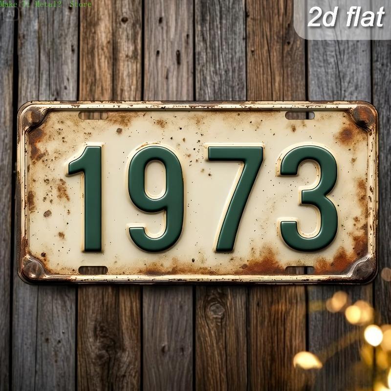 Vintage license plate decor rusted finish retro charm Perfect for adding nostalgic flair to bars garages or man caves