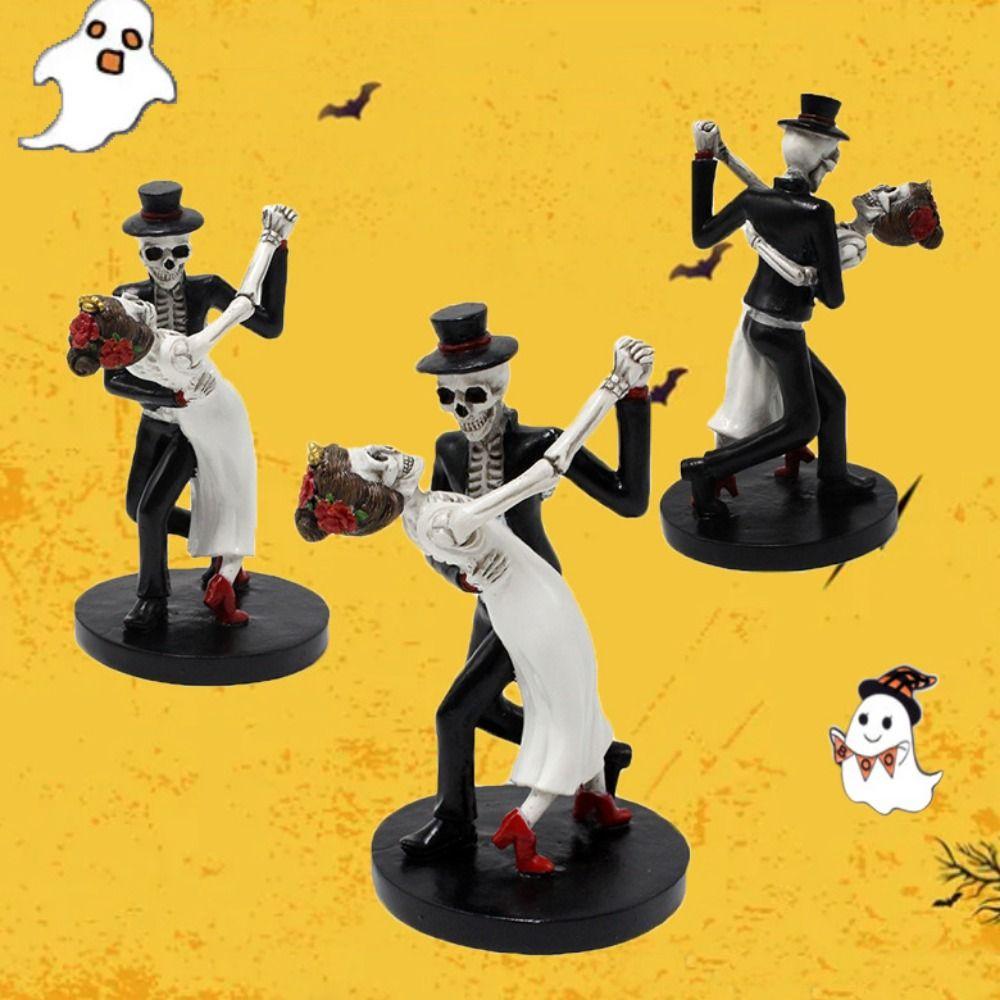 Resin Dance Skeleton Figurine Mini Skeleton Couple Ornament  for Halloween