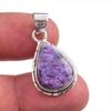 Natural Charoite Gemstone Handmade 925 Solid Sterling Silver Pendant 1.25'' G9n63