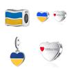 Hot S925 Silver Plated Original Ukrainian Flag Pendant Dangle Bead Charms Fit European Bracelet For Women DIY Jewelry Trinket