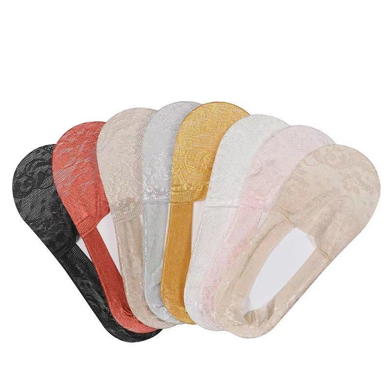 Летние кружевные короткие носки с цветочным принтом, невидимые женские носки с низким вырезом