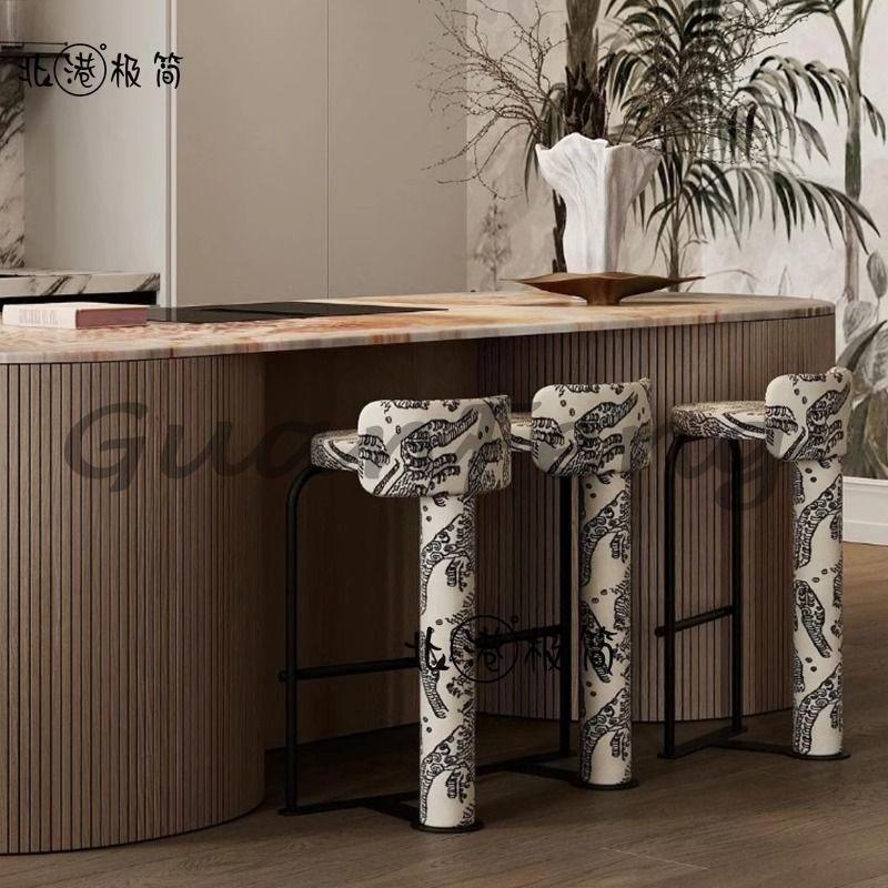 Italian Solid Wood Bar Chair Home Island Leisure High Chair Simple Restaurant Bar Stools Modern Creative Cafe Bar Chairs