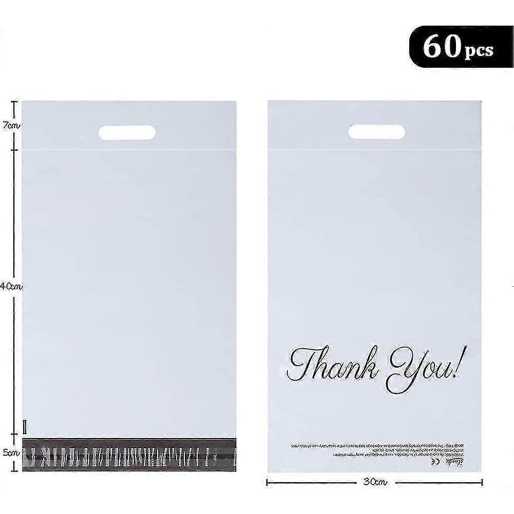 60pcs Plastic Transport Bags 300 X 400 Mm, With "Thank You" Transport Bag Opaque 1 less