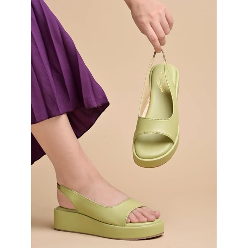 Женская босоножка на каблуке Shoetopia-7 Детская Великобритания (Lsr-Зеленый)-EU40
