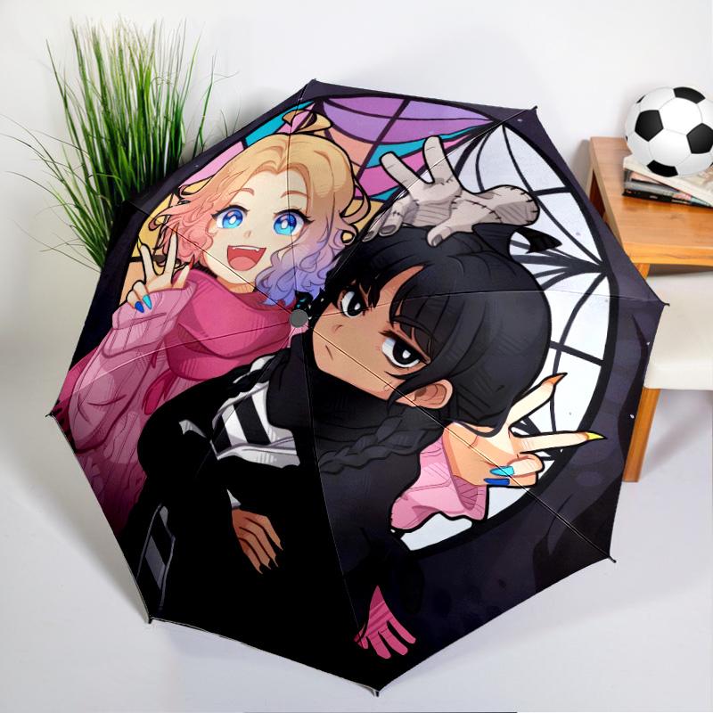 Stained Glass Gothic Romance Umbrella Folding umbrella, automatic umbrella 8-Frame for Travel, camping Use Gift for Halloween Christmas