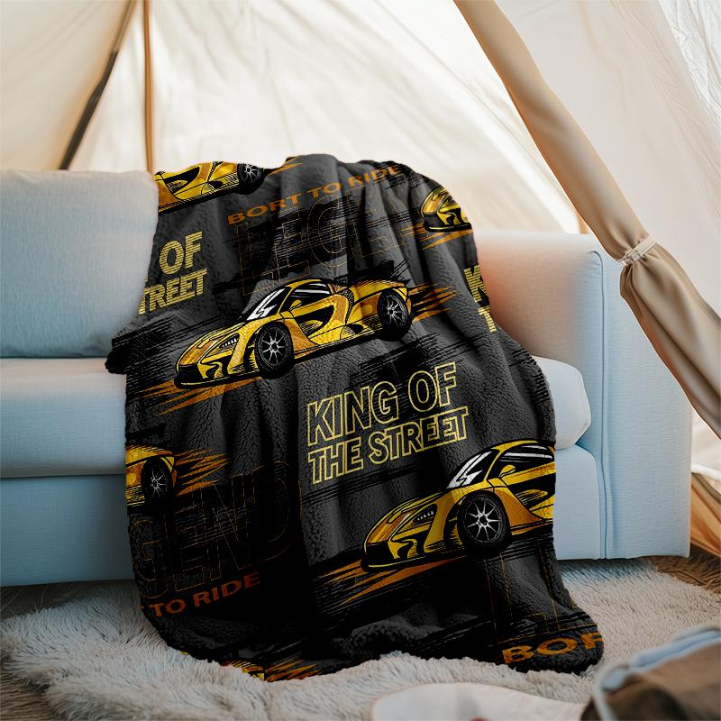 Racing Theme Printed Blanket - Perfect for Couch, Bed, Travel & Outdoor Use | Machine Washable, Cozy & Durable.