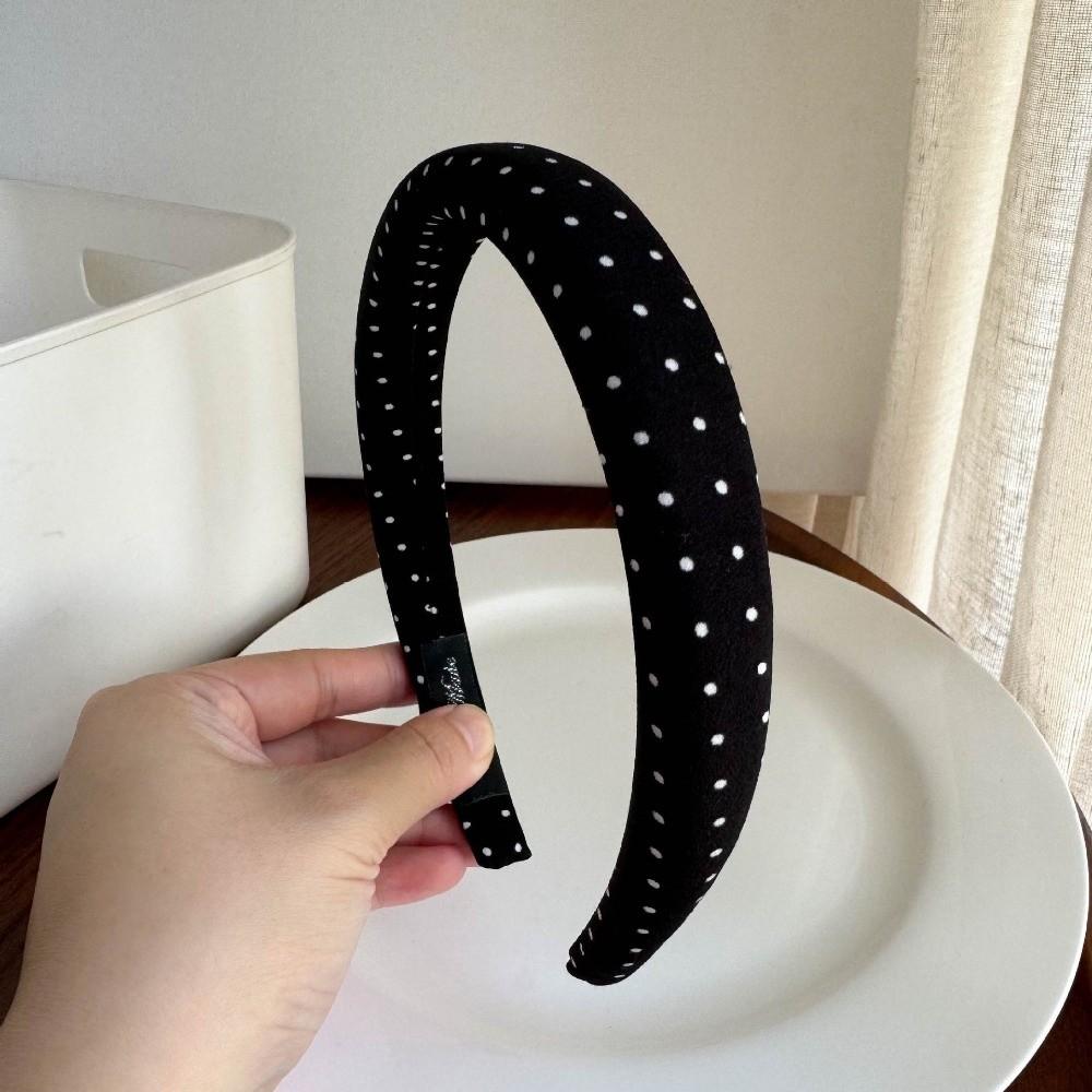 Black White Color Polka Dot Headband Non-Slip Temperament Hair Band Fashion Wide Headband Casual