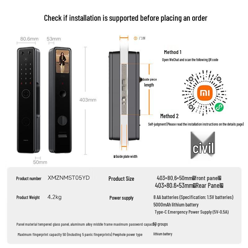 Xiaomi M20 Pro Smart Door Lock with Visual Peephole