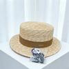 Summer men's and women's rings, flat top, big eaves, sunscreen, sunshade, beach sun, straw, British retro straw hat gift hat