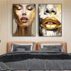 Abstract Woman Face Wallart Poster Girl Wall Art Portrait Gold Face Woman Art Print Living Decor Canvas Painting Modern Home Art