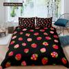 Набор пододеяльников с клубникой для девочки, размер King Size, комплект чехлов для одеяла, красный набор постельного белья с клубникой, чехол для одеяла с фруктами и едой для детей, подарок