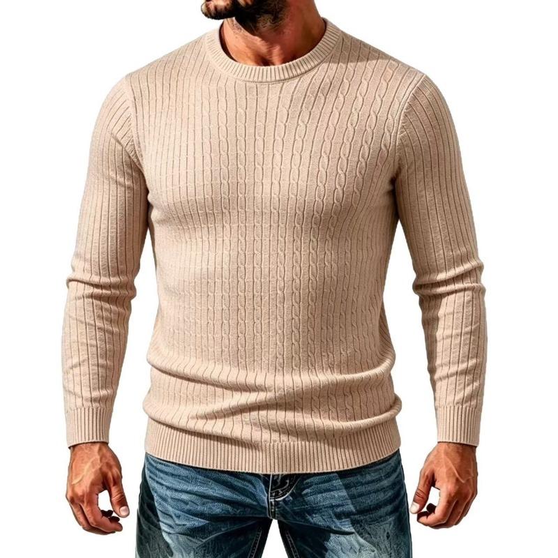 Men Slim Fit Plus Size Crew Neck Knit Sweater