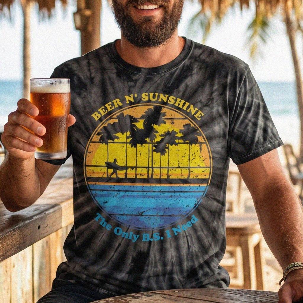The Only BS I Need Is Beer Sunshine Shirt, Funny Beer Lover Tie Dye, Drinking Vacation Shirt, Beer N Sunshine Apparel.