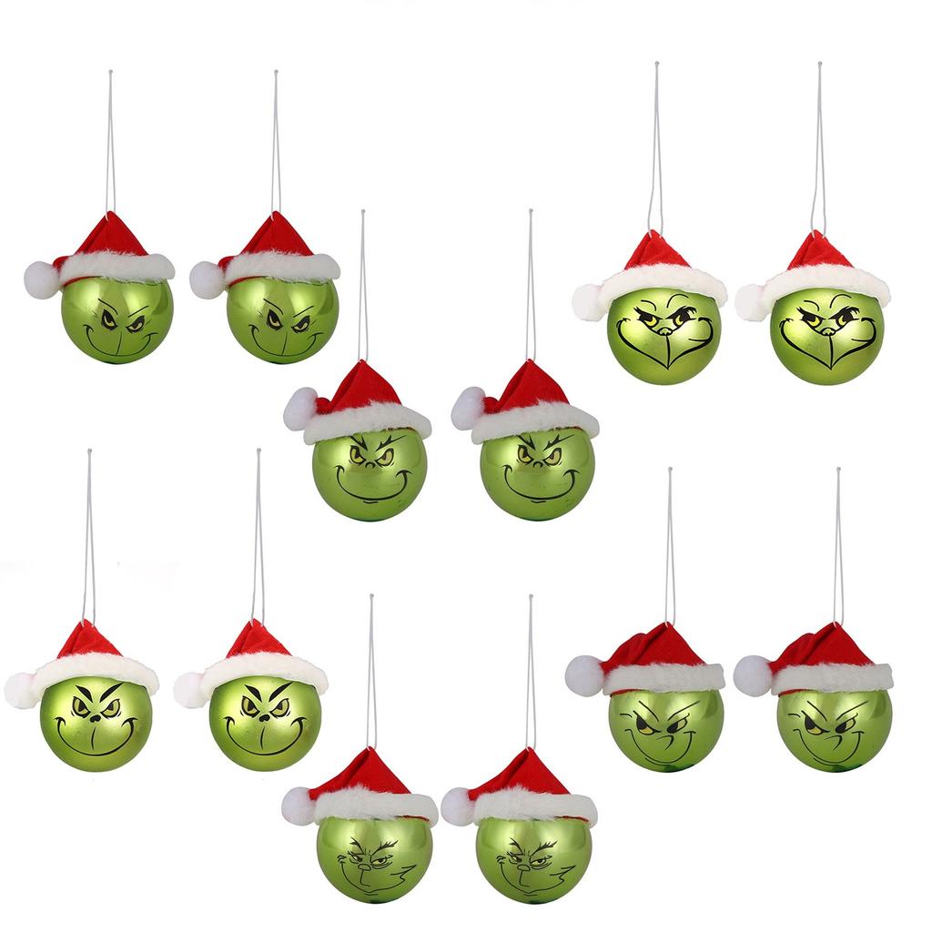 12 шт.-упаковка рождественских украшений для елки с зелеными волосами, милые украшения