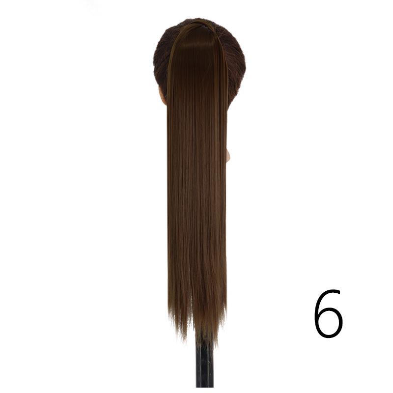 LISI HIAR Women Long Straight Ponytail Hair Wig Red Wine Blond Light Grey Black Synthetic Fiber Hair Extensions Party Time Daily Use